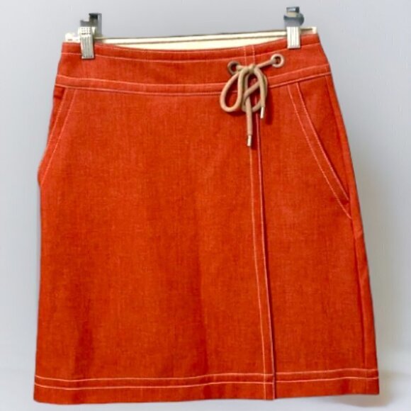 Ann Taylor Chambray Nautical Wrap A Line Skirt, Women's Size 4 - Picture 11 of 11